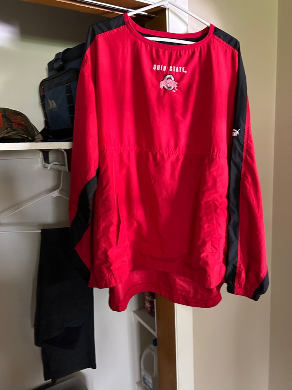 Puma Red and Black Ohio State Pullover Windbreaker